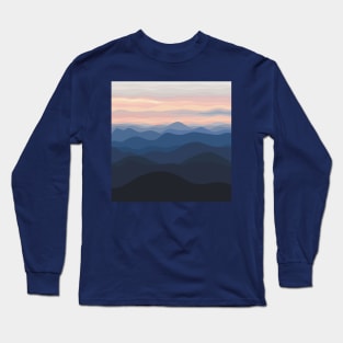 Pastel Hills Pretty, Minimal Landscape Digital Illustration Long Sleeve T-Shirt